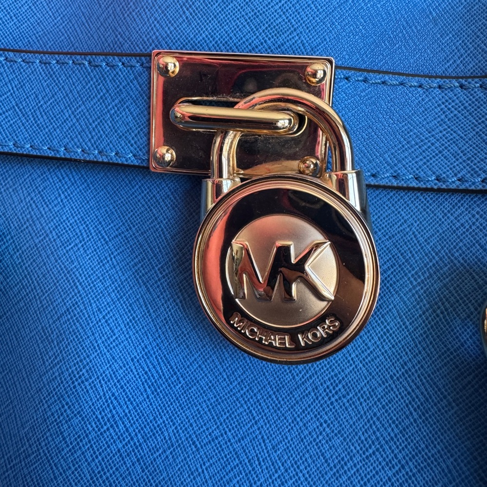 Michael Kors Hamilton Large Blue Saffiano Leather Tote Bag - Picture 3 of 7